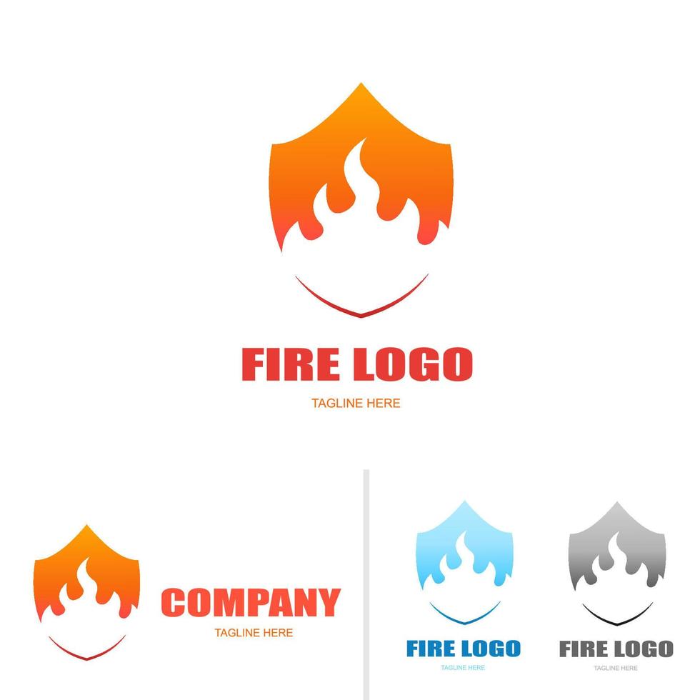 icono de logotipo de escudo de fuego vector