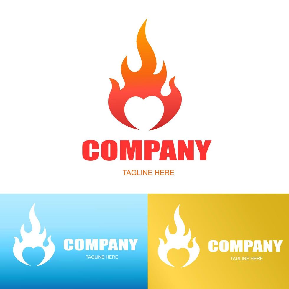 fire love logo icon vector