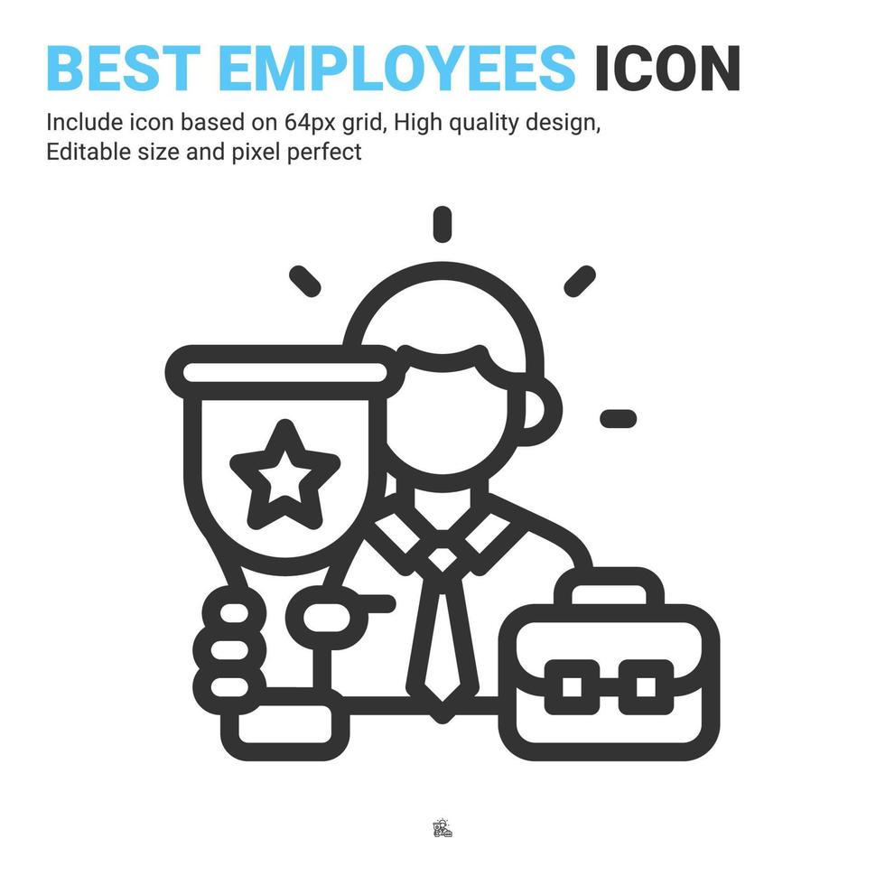 Best employee icon vector with outline style isolated on white background. Vector illustration winner sign symbol icon concept for business, finance, industry, company, apps, web and all project