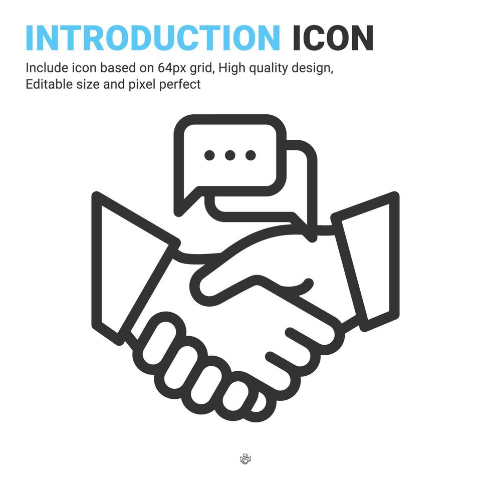 Introduction icon vector with outline style isolated on white background. Vector illustration interaction sign symbol icon concept for business, finance, industry, company, apps, web and project