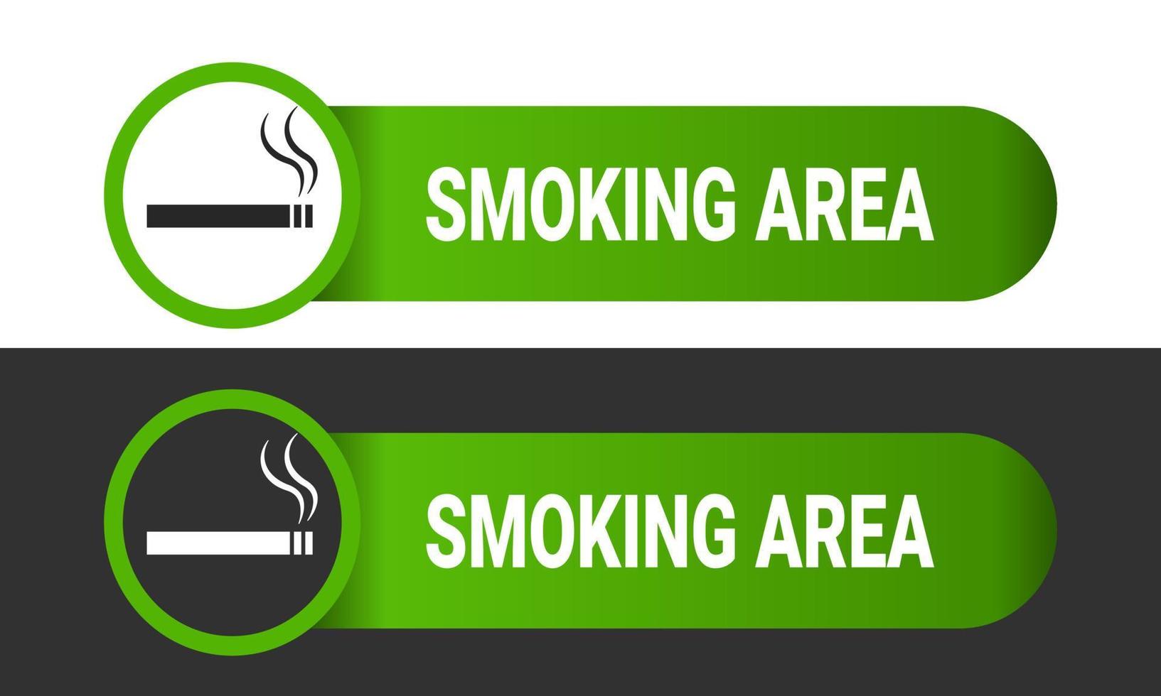 smoking zone sign icon vector with printable green color sticker on black and white background. smoking area