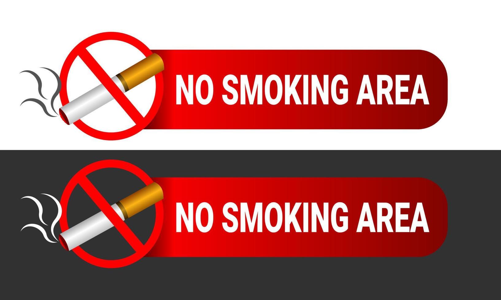 icono de señal de prohibido fumar con imagen de cigarrillo realista para etiqueta adhesiva de color rojo imprimible sobre fondo blanco y negro. ilustración vectorial vector