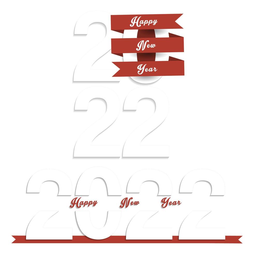 feliz año nuevo número 2022 diseño de papel vector