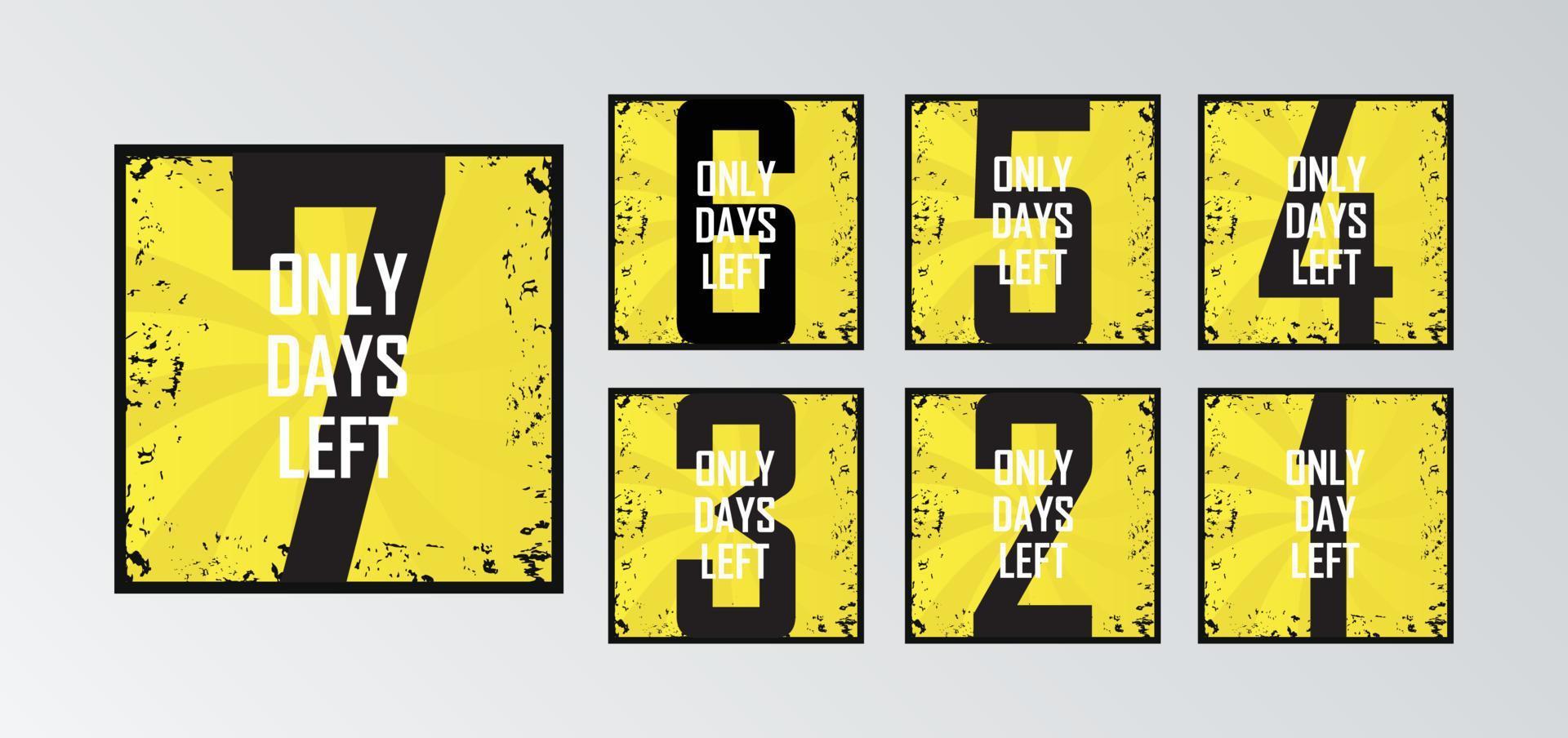 Numbers of days left labels set vector