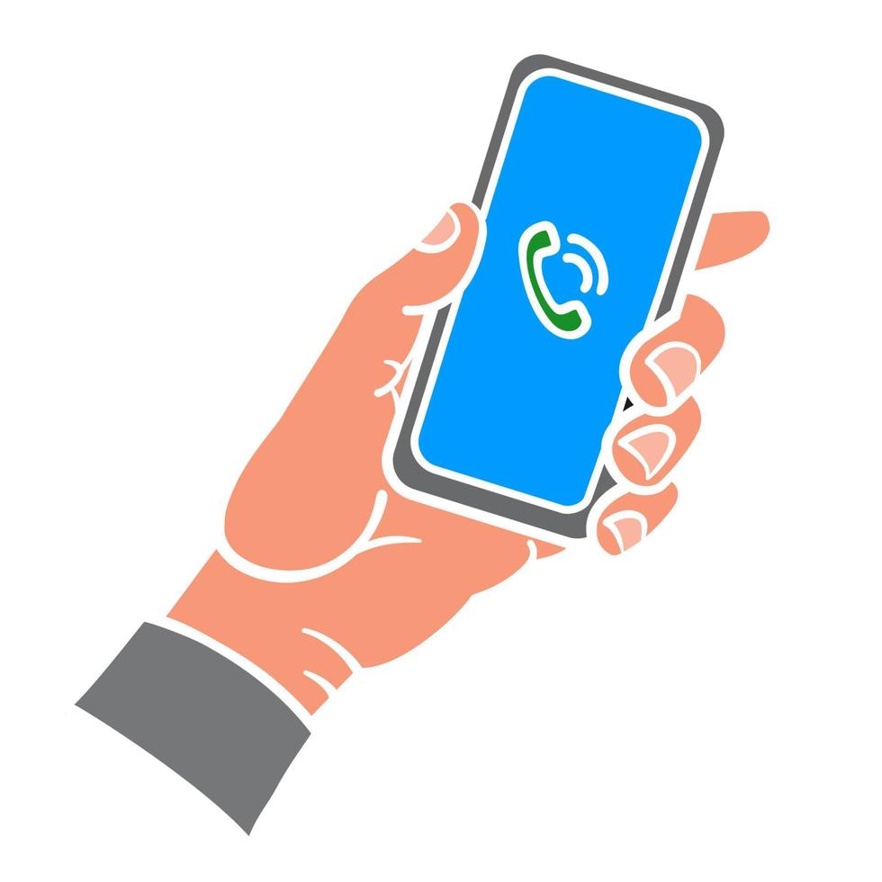 hand holding the smartphone vector