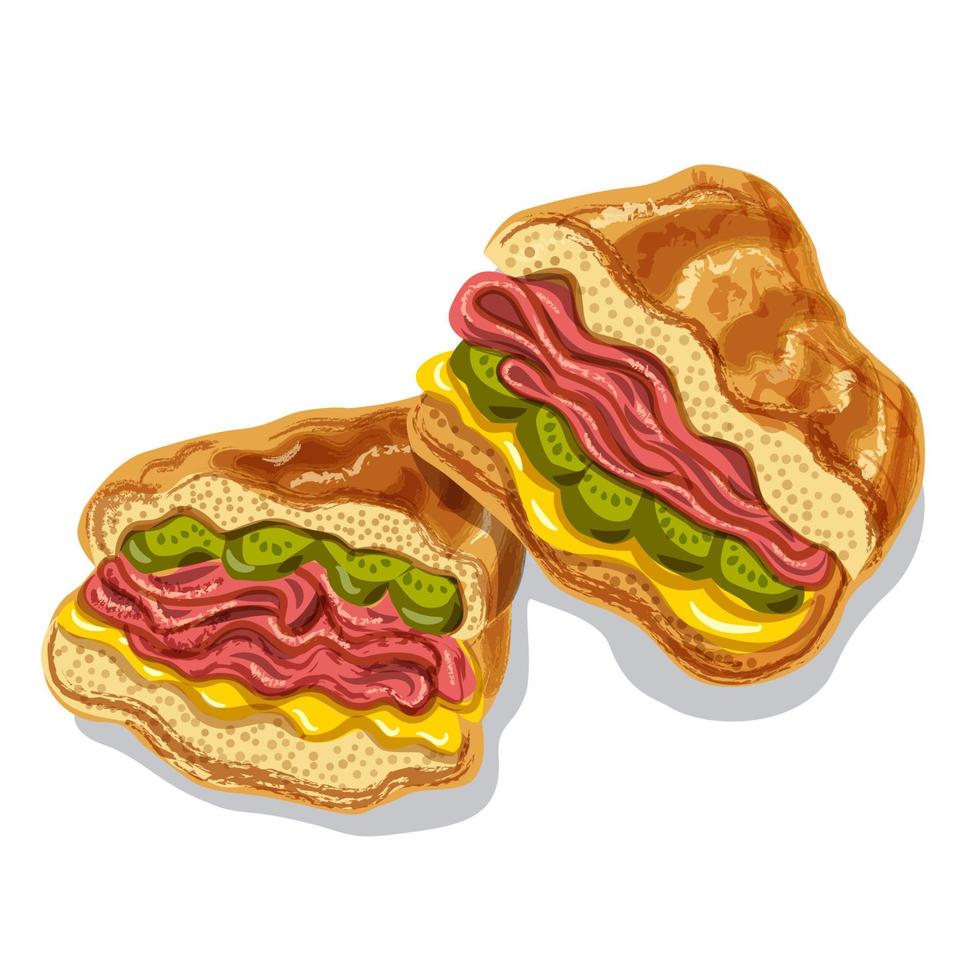 cuban sandwiches with ham vector