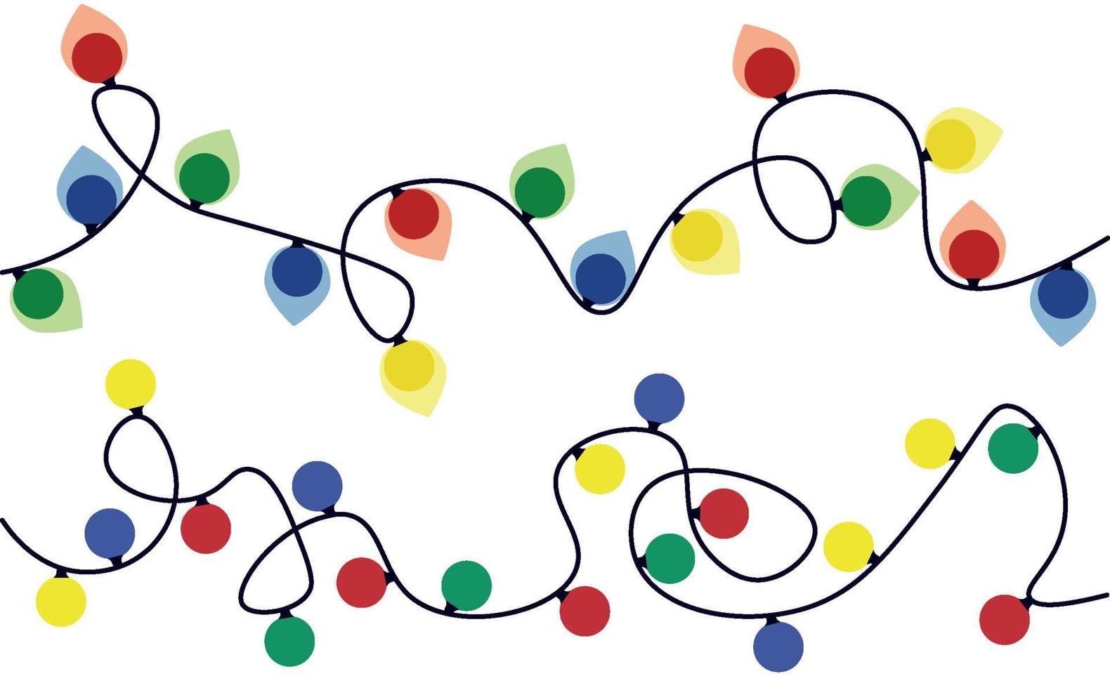 Christmas garlands. Colorful balls of Christmas lights. Colored garlands, light bulbs. Christmas illustrations. Vector illustration