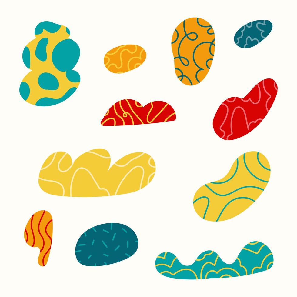 Abstract shapes. Set of modern graphic elements. Colorful shape. Design for background, template, banner, etc. Vector illustration.