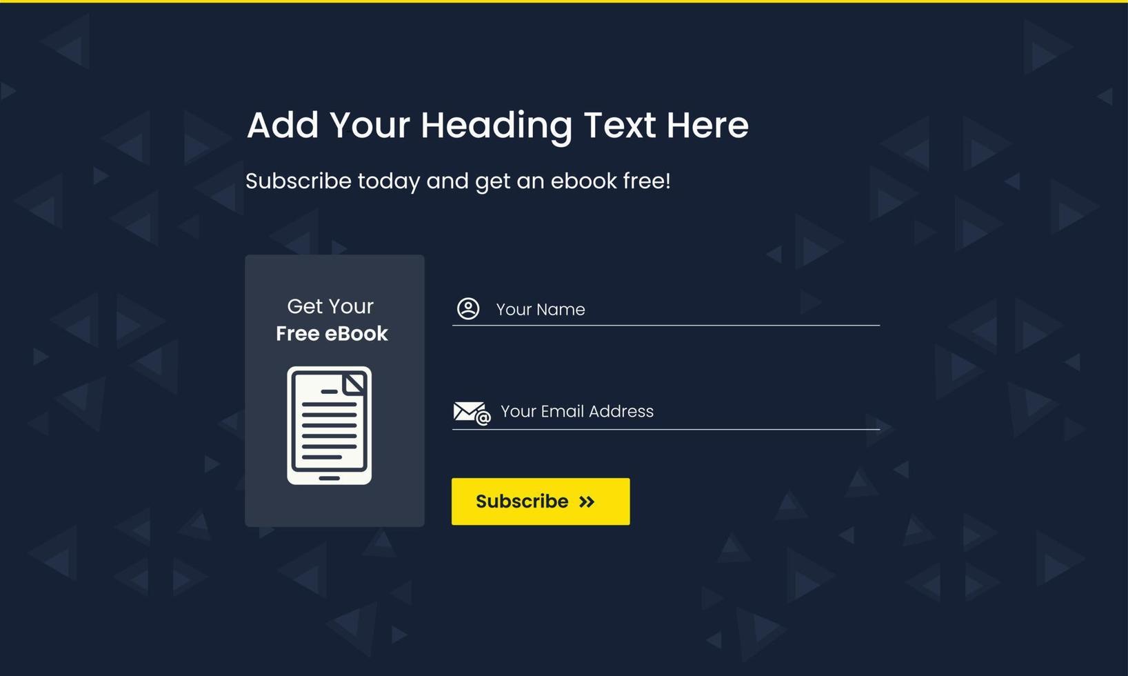 Subscribe now and get your free eBook showing name and email, for subscription purpose with abstract background for website footer,  mailer, social media, online teaching, blog, form, newsletter. vector