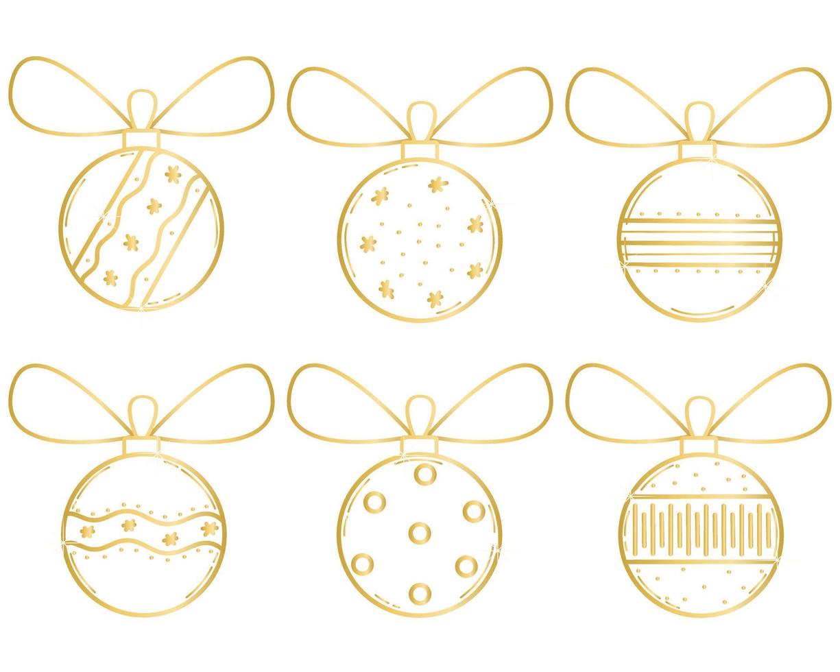 Gold Christmas balls set isolated vector illustration