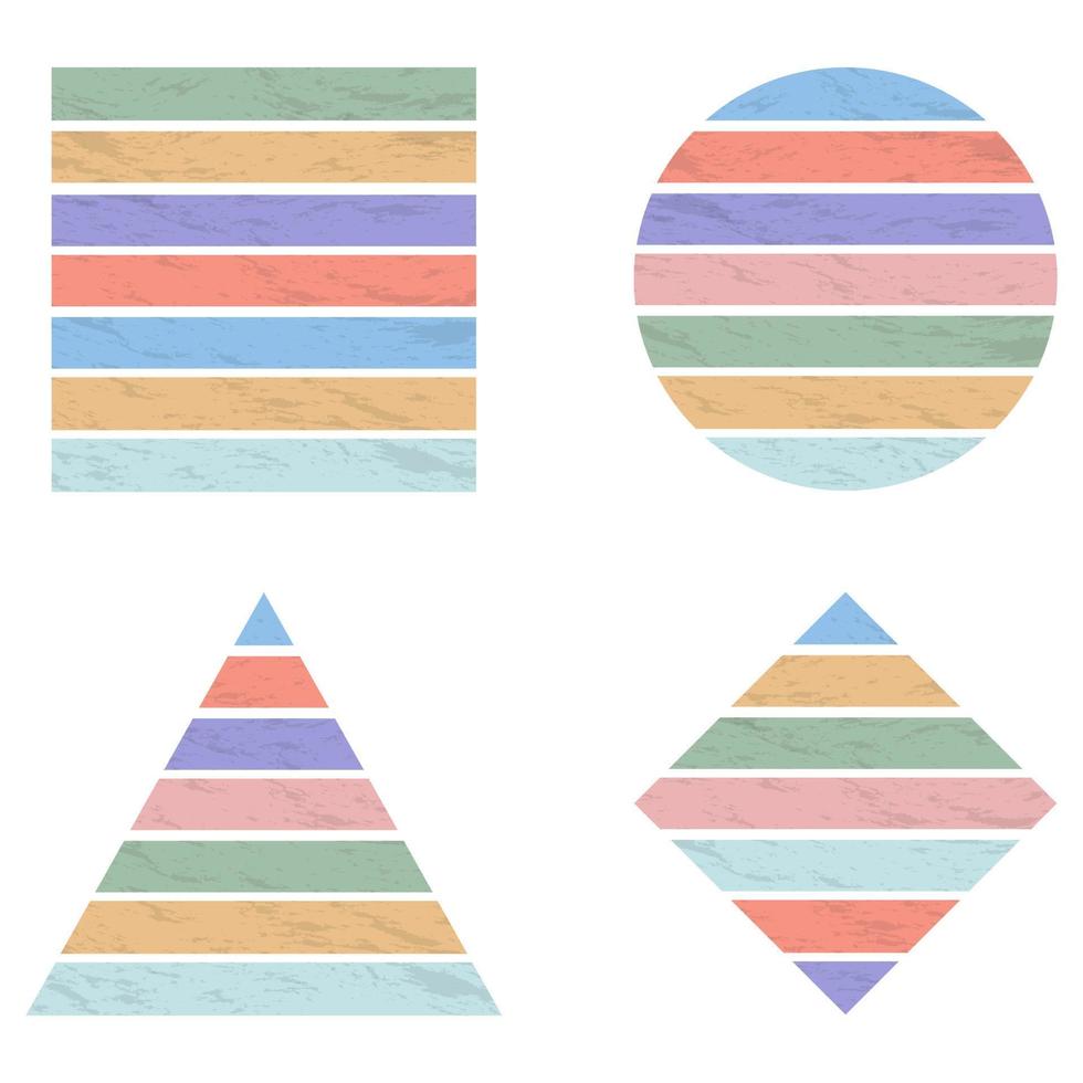 Fondos de colores a rayas en conjunto de formas vector