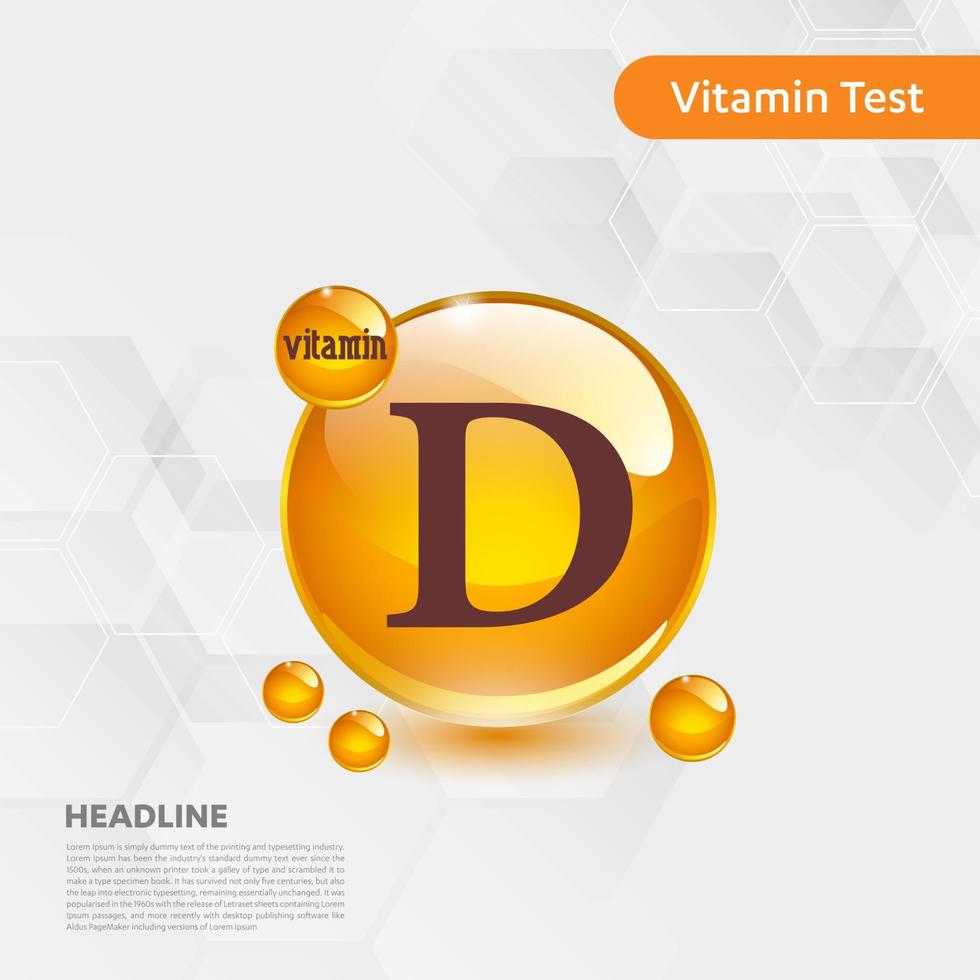 Vitamin D sun icon collection set, body cholecalciferol. golden drop Vitamin complex drop. Medical for heath Vector illustration