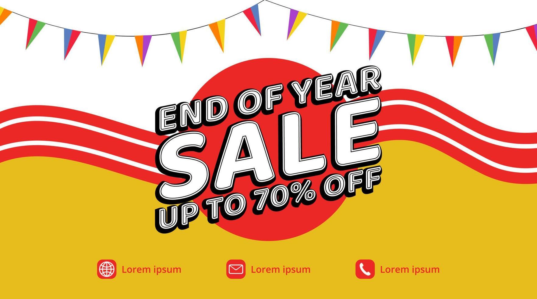 End of year sale banner design with flag decoration vector