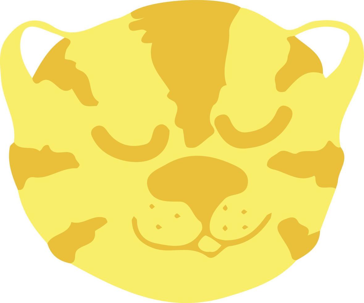 lindo icono de sueño de tigre, etiqueta engomada. dibujado a mano. ilustración para niños. símbolo animal amarillo y dorado de 2022 vector