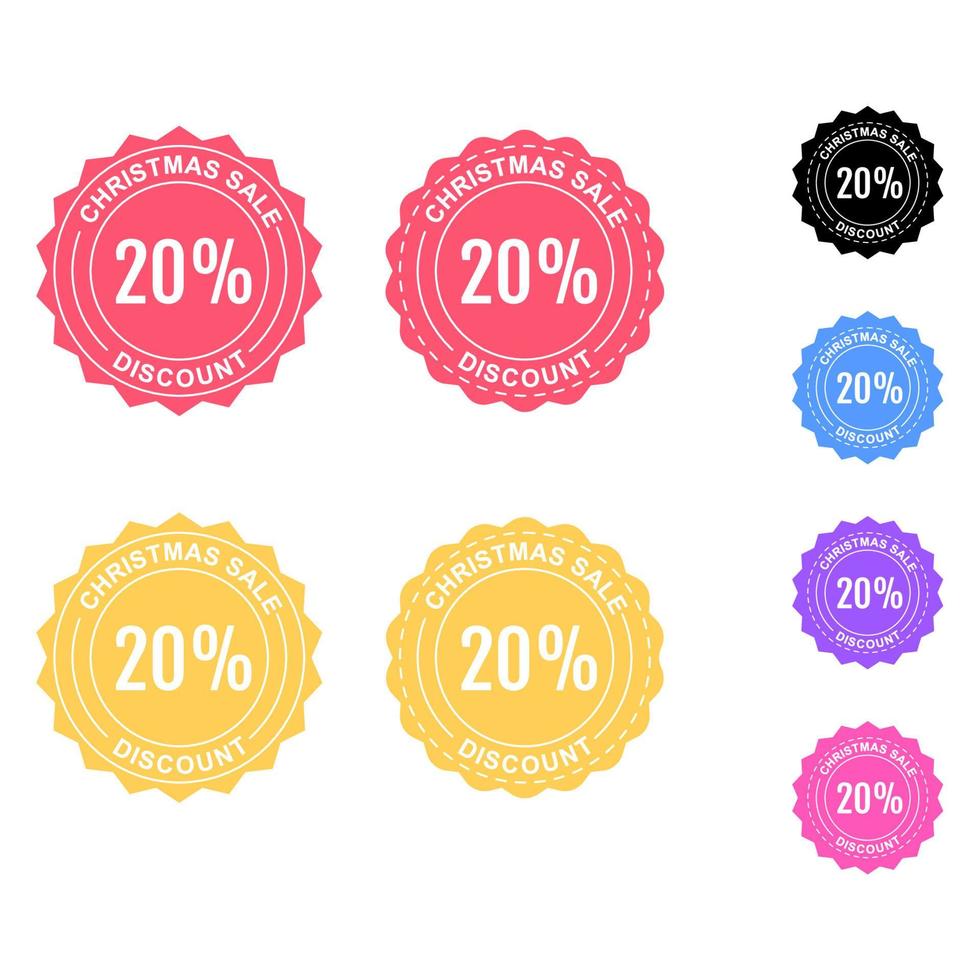 set of labels Christmas Discount 20 Percent vector
