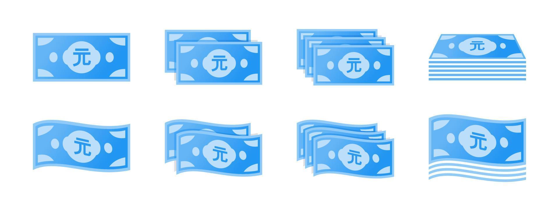 nuevo conjunto de iconos de billetes de dólar de taiwán vector