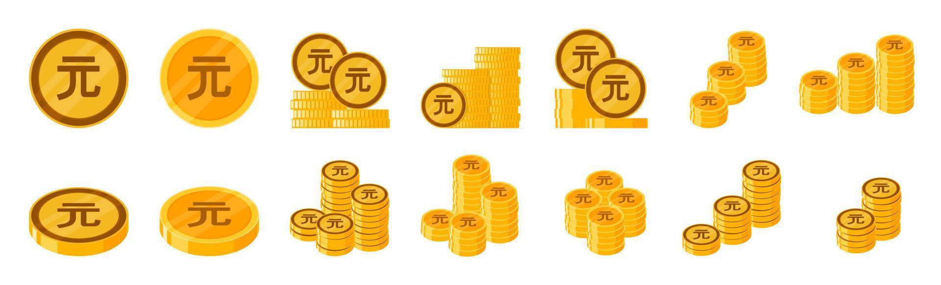 New Taiwan Dollar Coin Icon Set vector