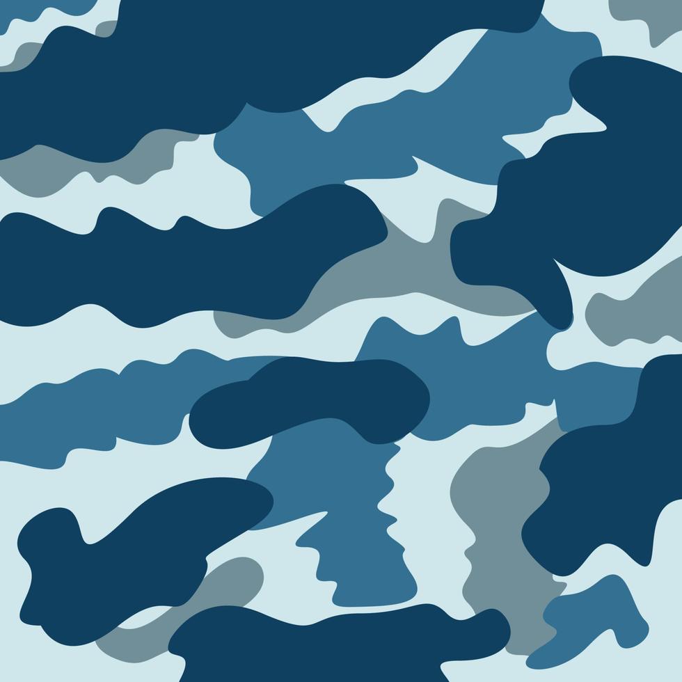 azul marino mar océano patrón de camuflaje abstracto militar amplio fondo adecuado para ropa estampada vector