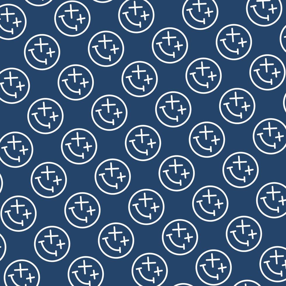 seamless pattern with cute smiley wasted doodle face shape pink white background ready for your design packaging vector