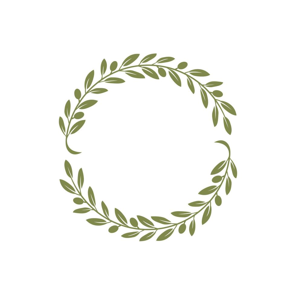 circle olive branch vector illustration on white background.