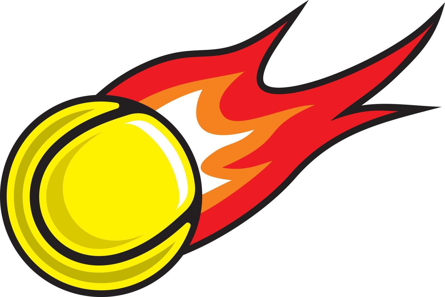 Tennis ball on fire vector