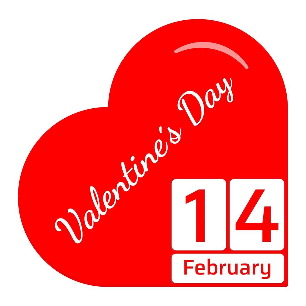 Valentines Day calendar Icon. Heart shape with message. Flat vector illustration
