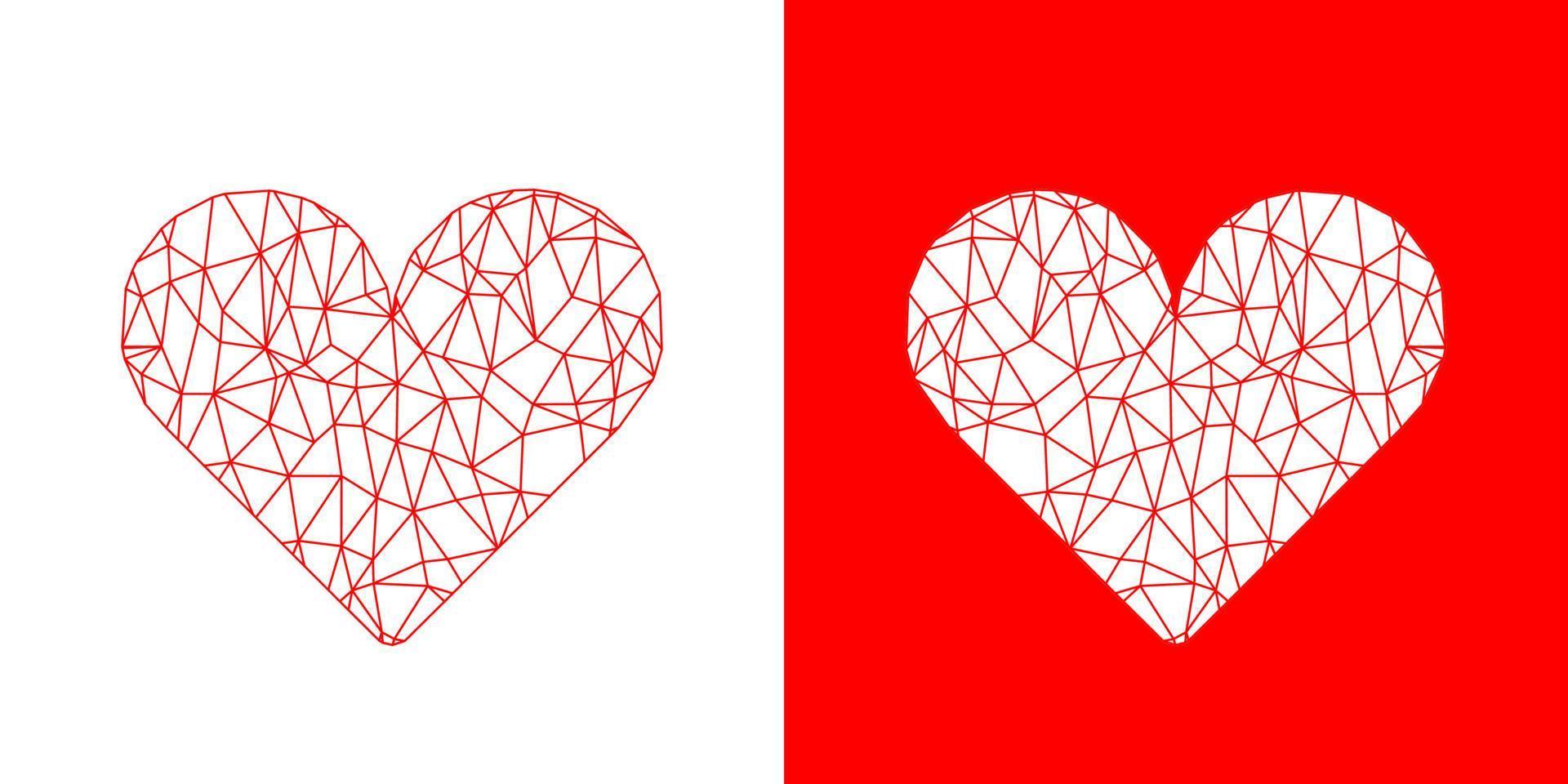 Modern heart low poly wireframe style. Icon Vector illustration