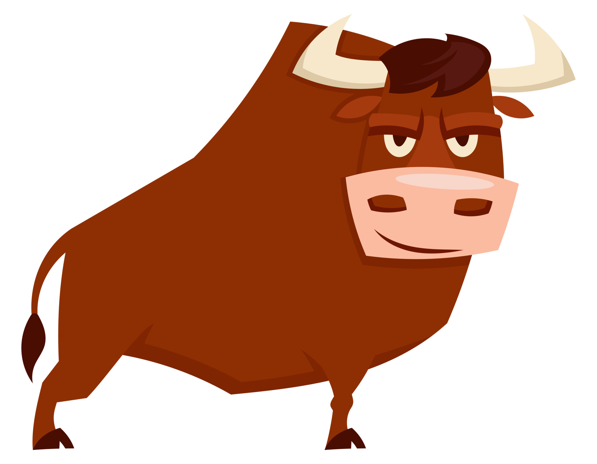Standing angry bull. Farm animal in cartoon style. 4785820 Vector Art at  Vecteezy