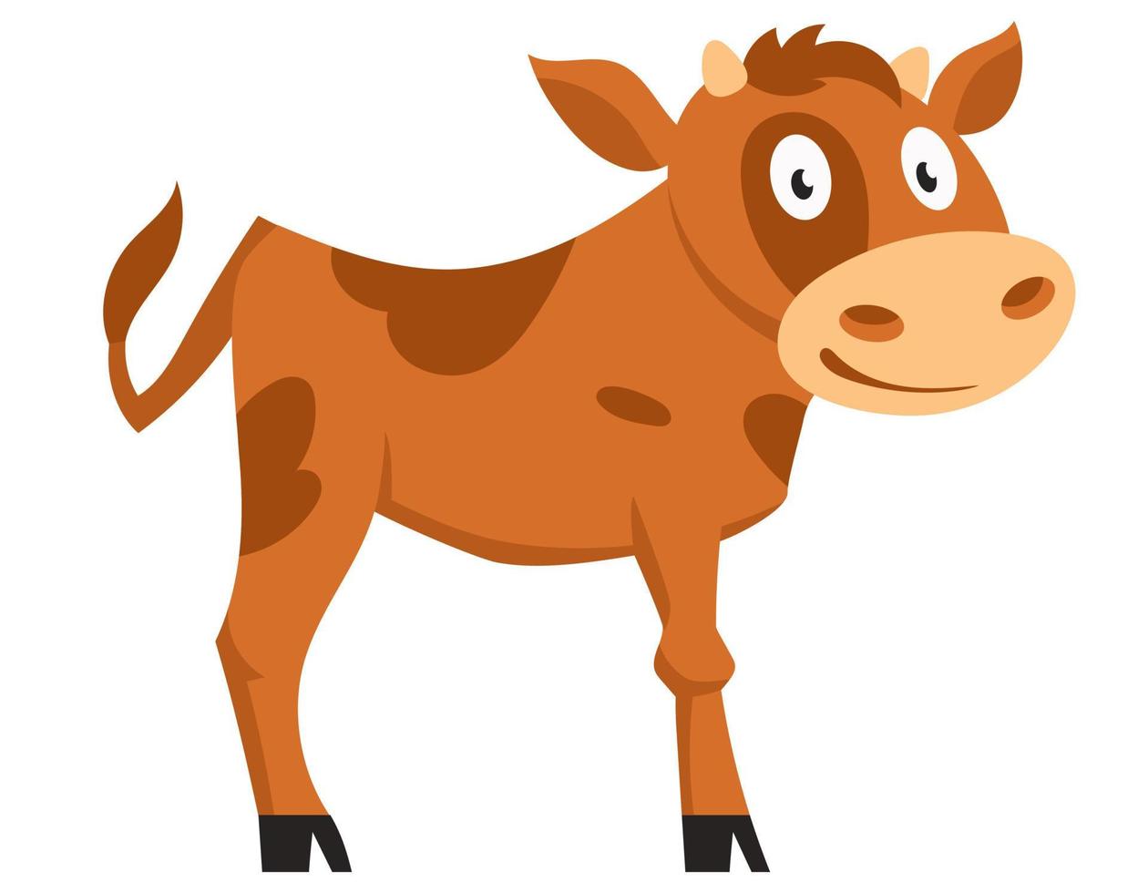 Standing cute calf. Farm animal in cartoon style. vector
