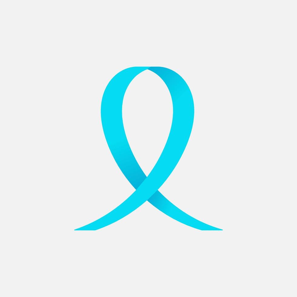 vector illustration of a blue ribbon. Blue awareness ribbon on white background. Disease symbol.