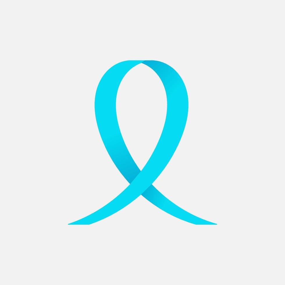 vector illustration of a blue ribbon. Blue awareness ribbon on white background. Disease symbol.