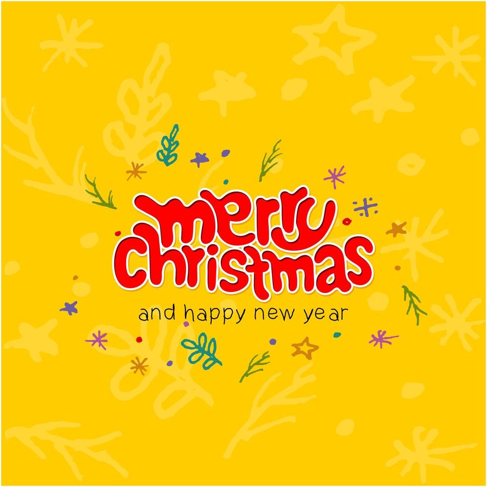 Merry Christmas text, Lettering design card template, Handwriting Alphabets, vector