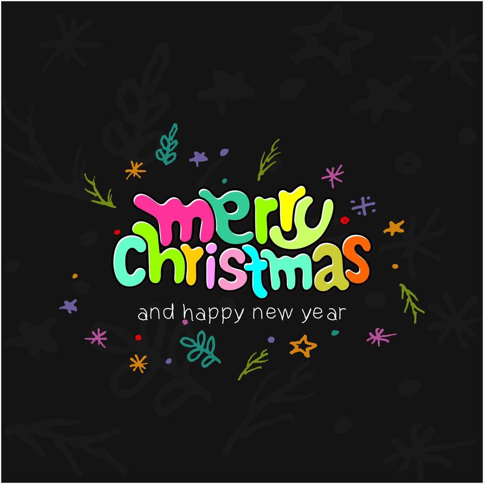 Merry Christmas text, Lettering design card template, Handwriting Alphabets, vector