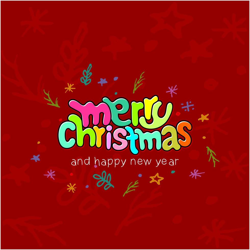 Merry Christmas text, Lettering design card template, Handwriting Alphabets, vector