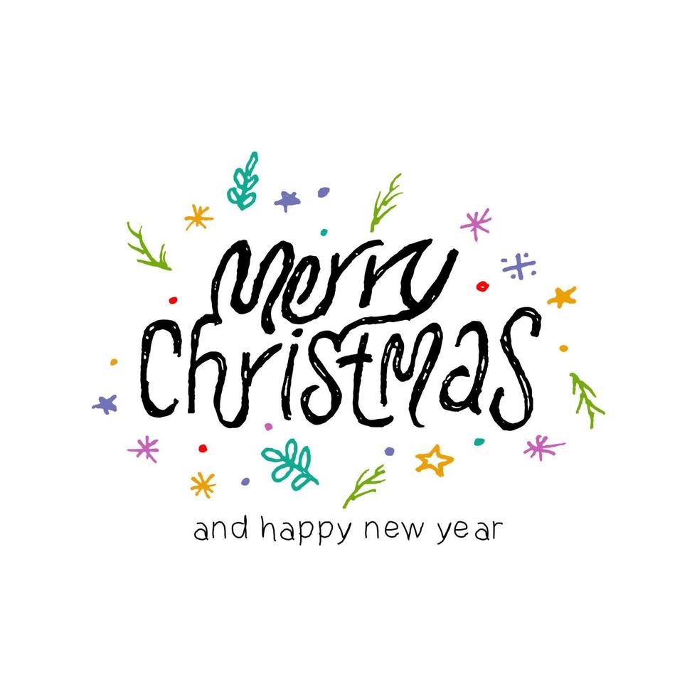 Merry Christmas text, Lettering design card template, Handwriting Alphabets, vector