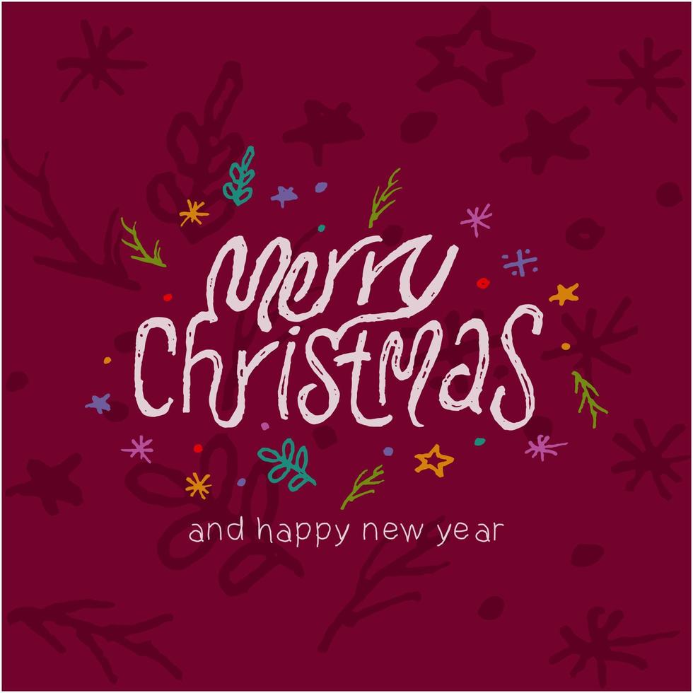 Merry Christmas text, Lettering design card template, Handwriting Alphabets, vector
