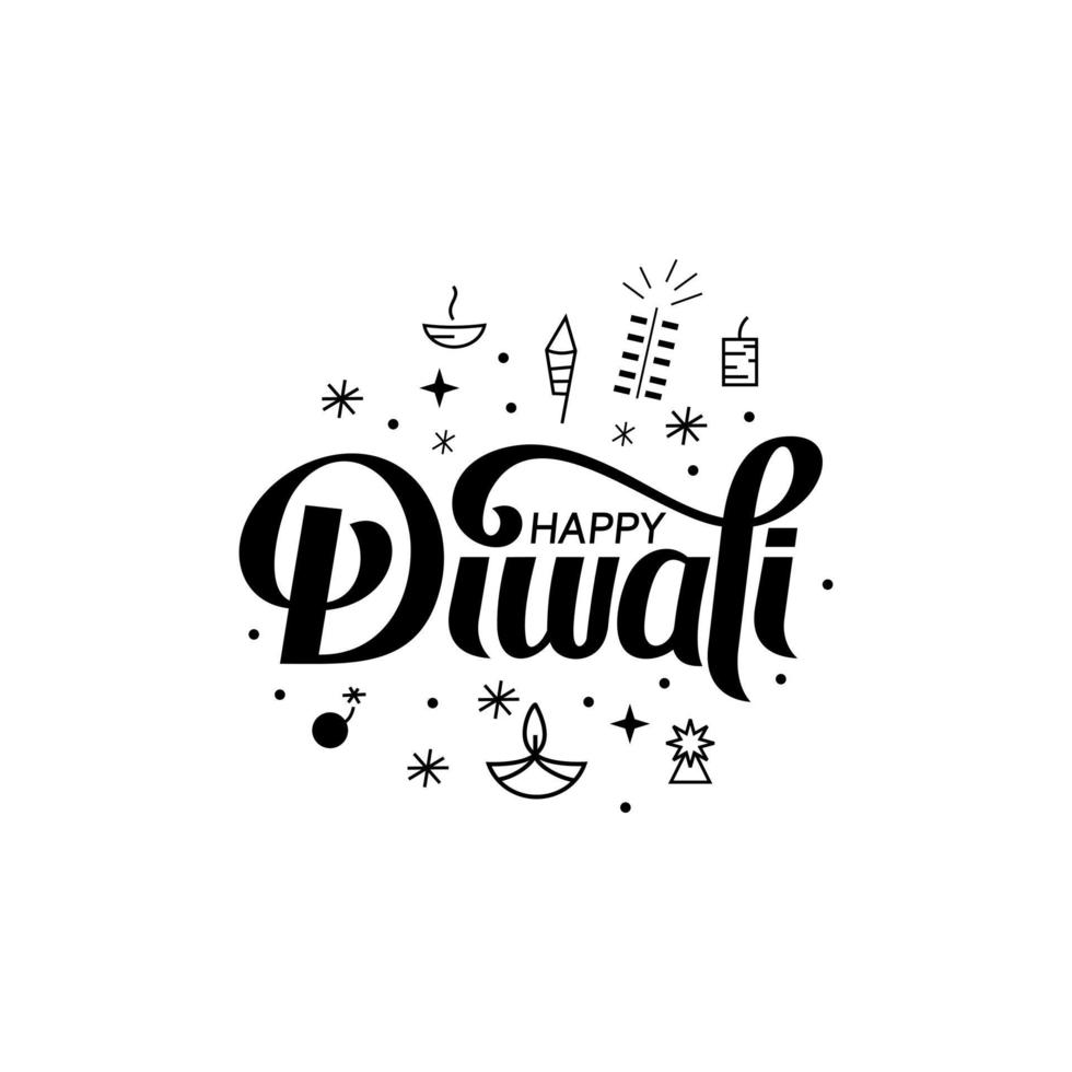 Ilustración de diwali para la celebración del vector de tipografía del festival de la comunidad hindú