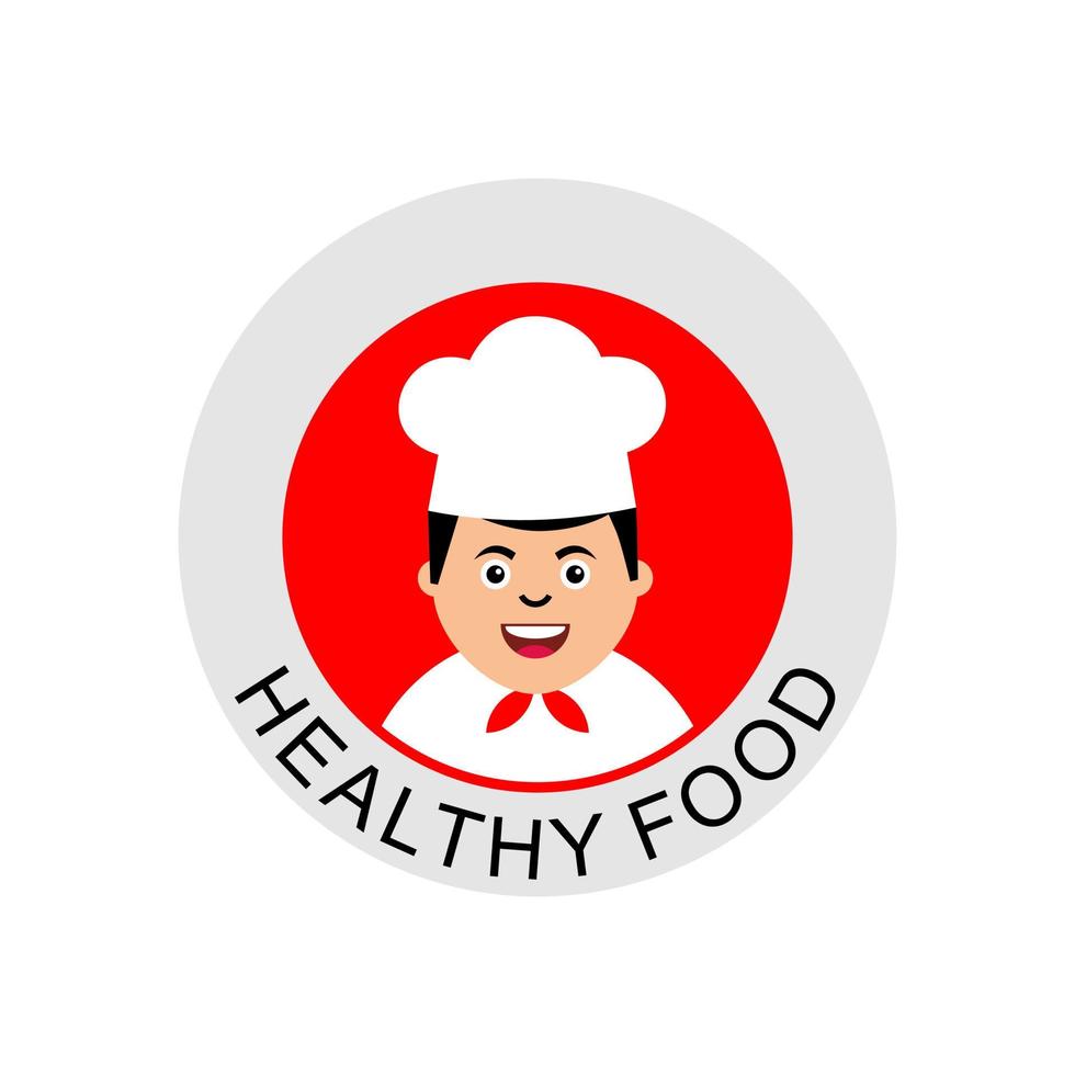 vector de icono de chef con logo de círculo de texto de comida saludable