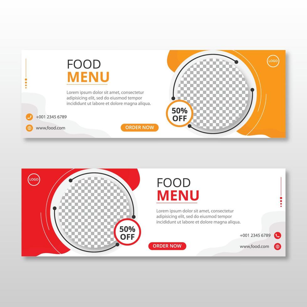 Food restaurant social media post facebook cover timeline web ad banner template vector