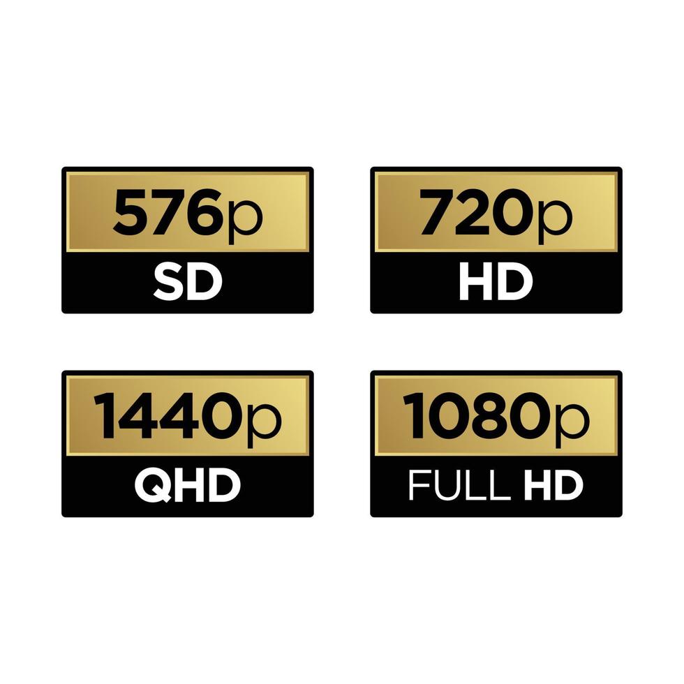 Golden 8K, 4K, 5k Ultra HD Video Resolution Icon Logo vector