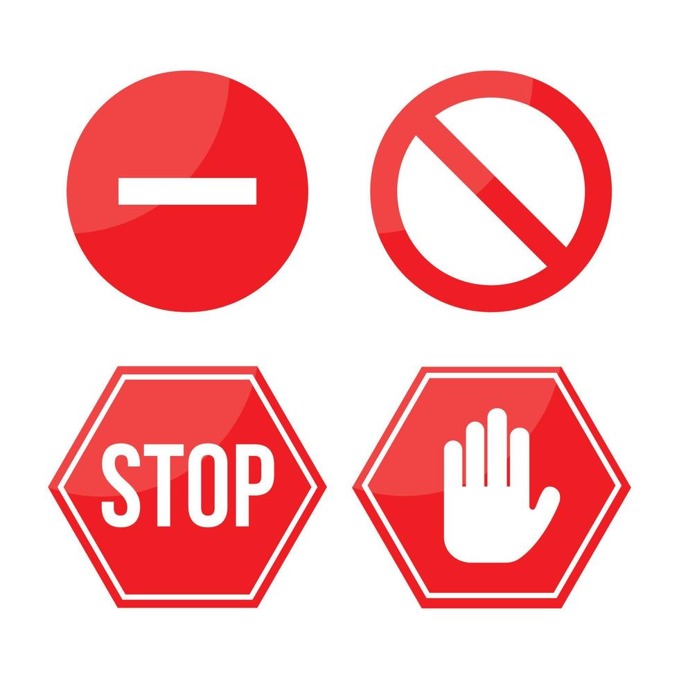 Stop sign, set. Flat design. Vector for web