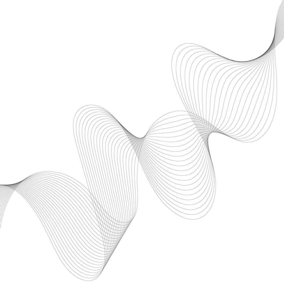 Abstract black wave thin curved lines graphic for design, white background vector