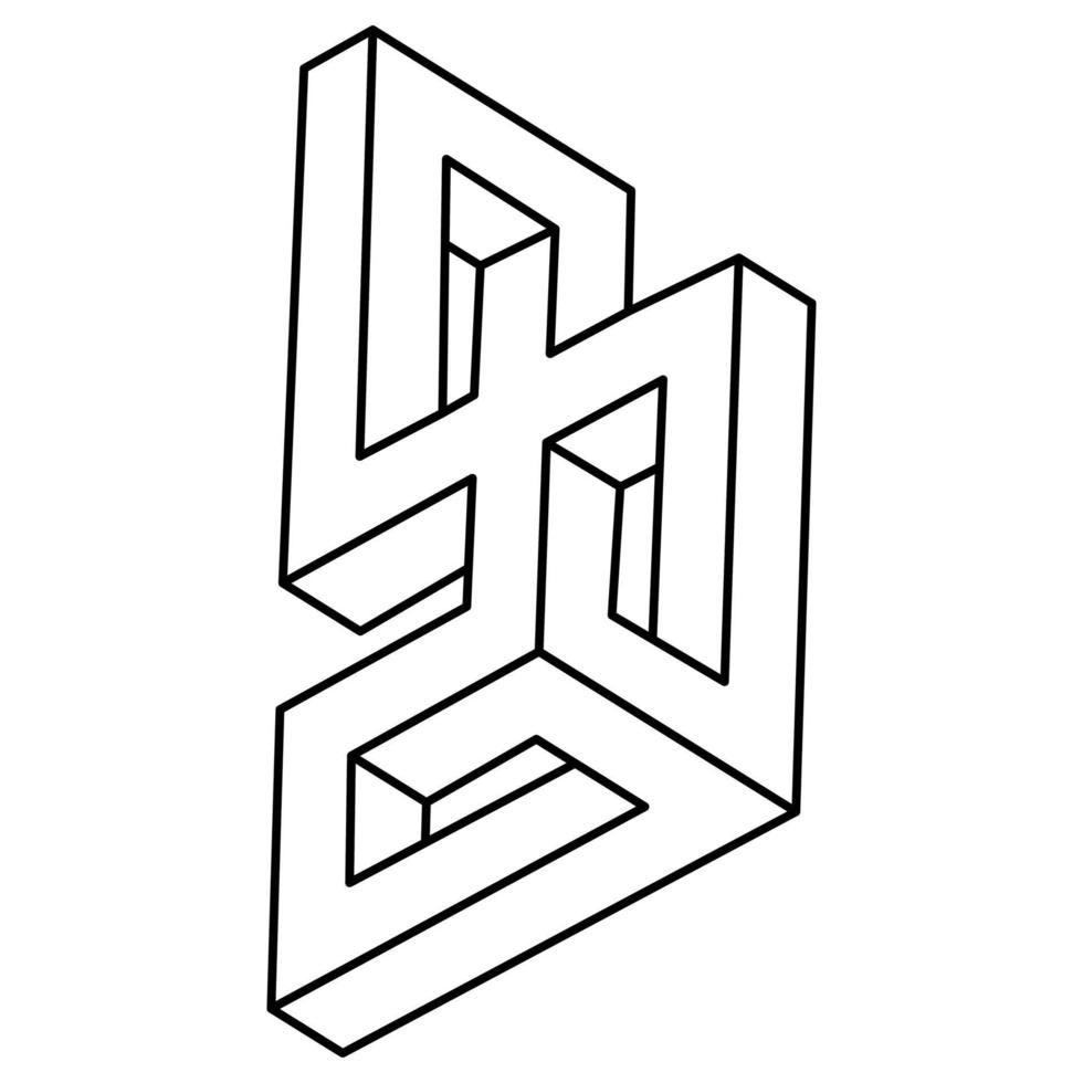 Impossible shape. Line design. Isolated on a white background. Optical illusion object. Op art. vector