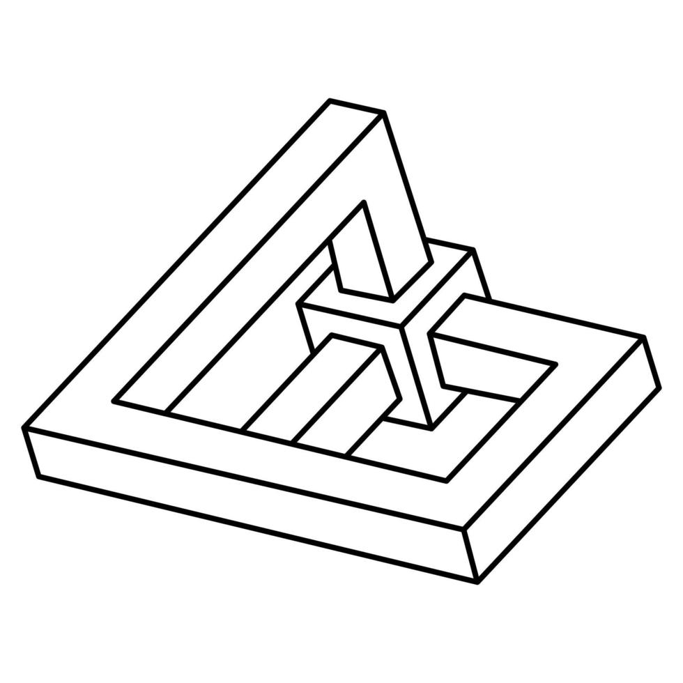 Impossible object. Optical illusion shape. 3d illustration. Op art figure. vector