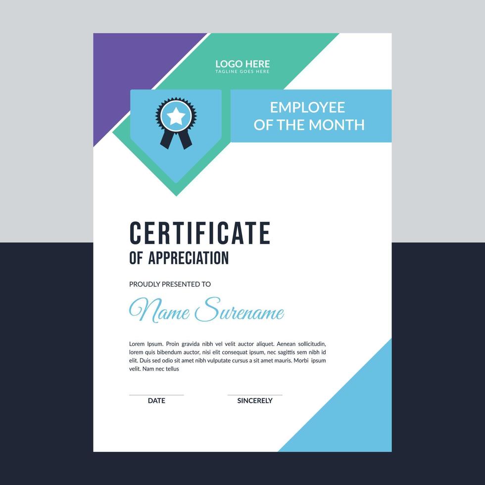 Award and professional certificate template layout vector