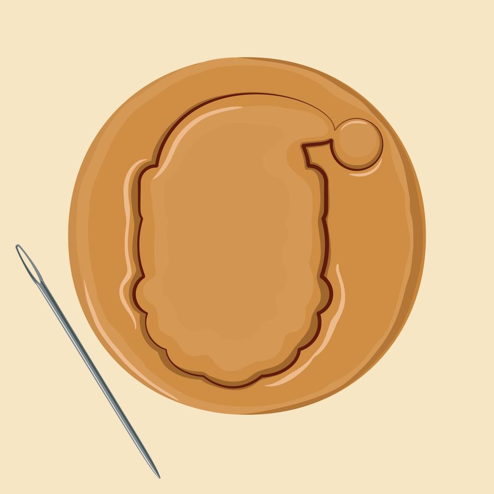 Korean dalgona honeycomb sugar cookie with Santa Claus shape. Vector illustration