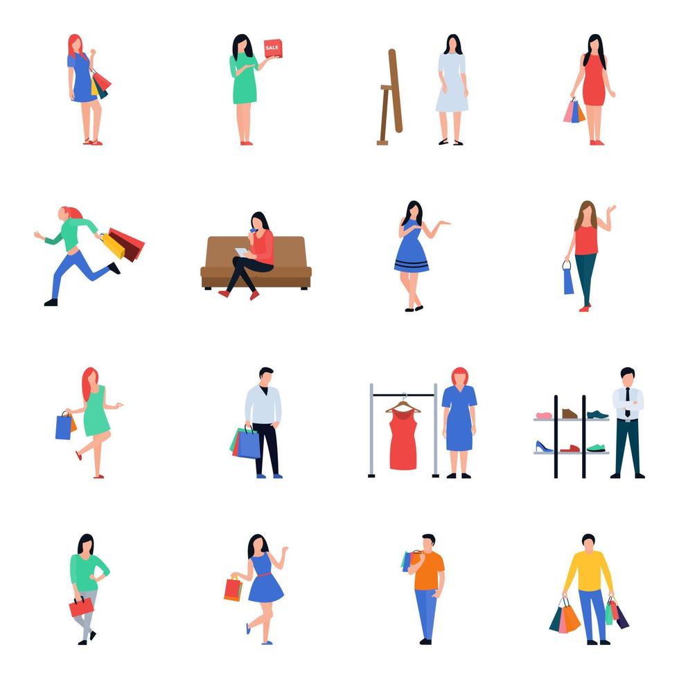 Trendy Shopping People vector