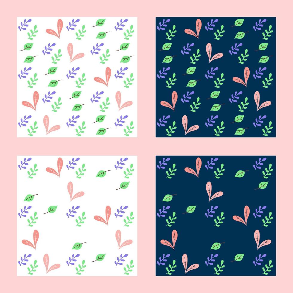 Seamless patterns with plant's elements. Twigs, leaves. Cute design. Perfect for childish clothes, surface design. Vector collection.