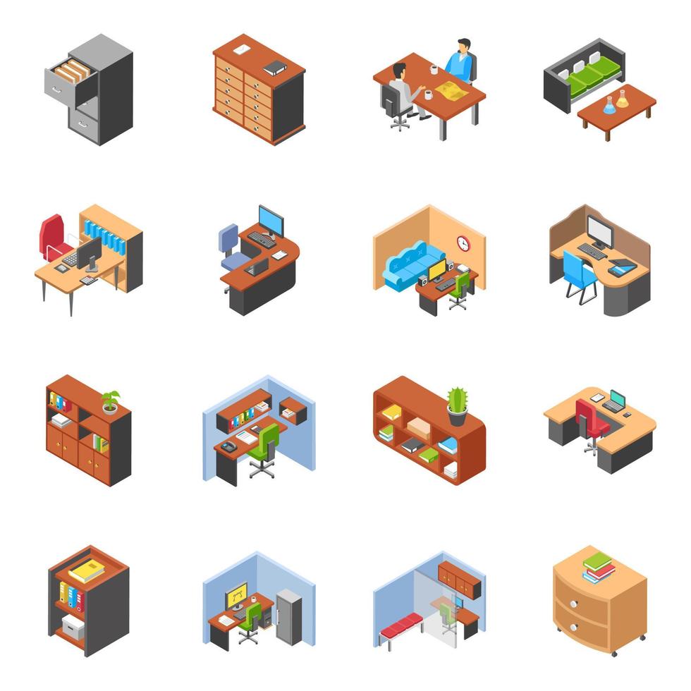 Set Of Office Workplace vector