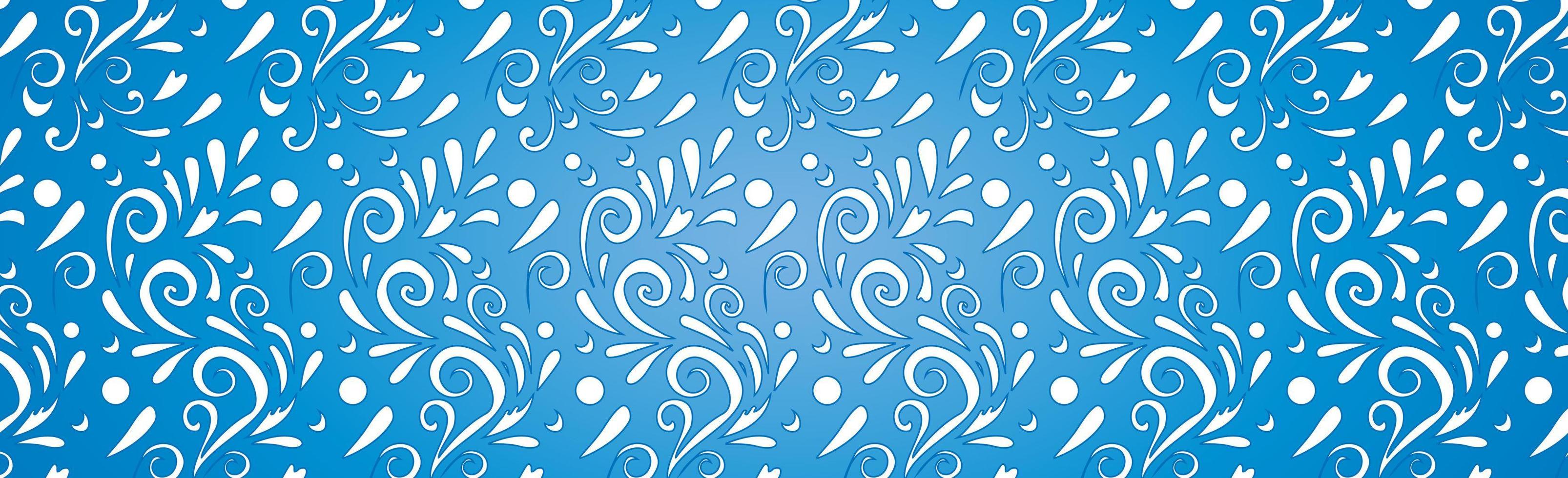 Abstract frosty patterns, panoramic blue and white web pattern background - Vector